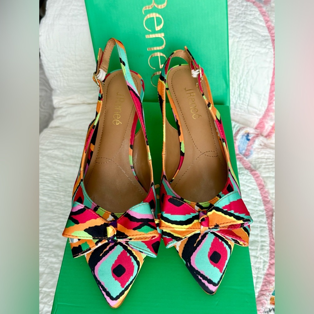J.Renee Vibrant Patterned Goslyn Slingback Heels